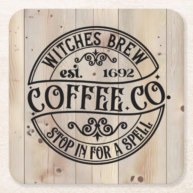 Witches Brew Coffee Co Underlägg Papper Kvadrat (Framsidan)