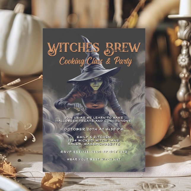 Witches Brew Halloween Cooking Class och Party Inbjudningar (Available in both printed and instant download digital formats.)