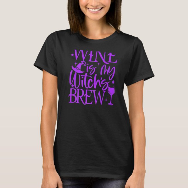Witches Brew Halloween Vin T Shirt (Framsida)