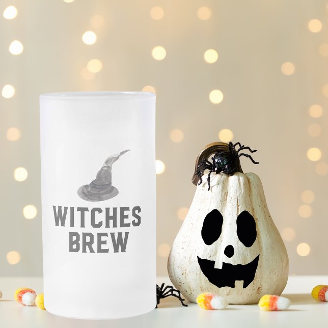 Witches Brew | HAPPY HALLOWEEN | Witches Hat Frostat Ölglas (Skapare uppladdad)