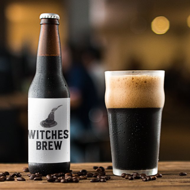 Witches Brew | HAPPY HALLOWEEN | Witches Hat Ölflaska Etikett (Skapare uppladdad)