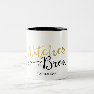 WITCHES BREW Typography Halloween Festive Två-Tonad Mugg