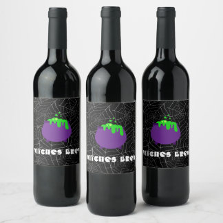 Witches Brew Vin Lable, Halloween fest Gift Vinflaska Etikett