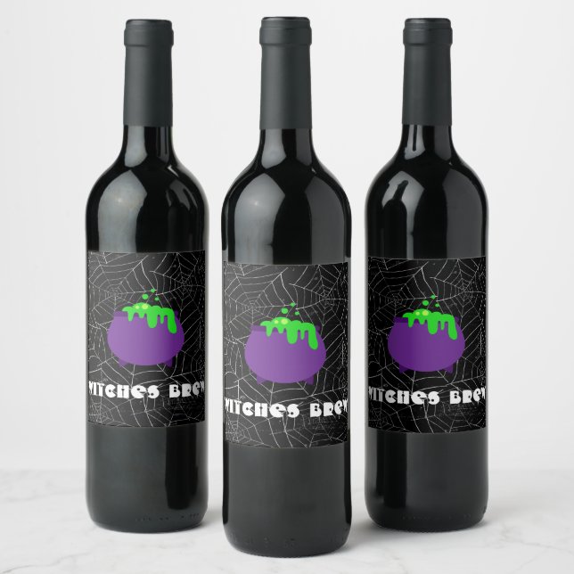 Witches Brew Vin Lable, Halloween fest Gift Vinflaska Etikett (Flaskor)