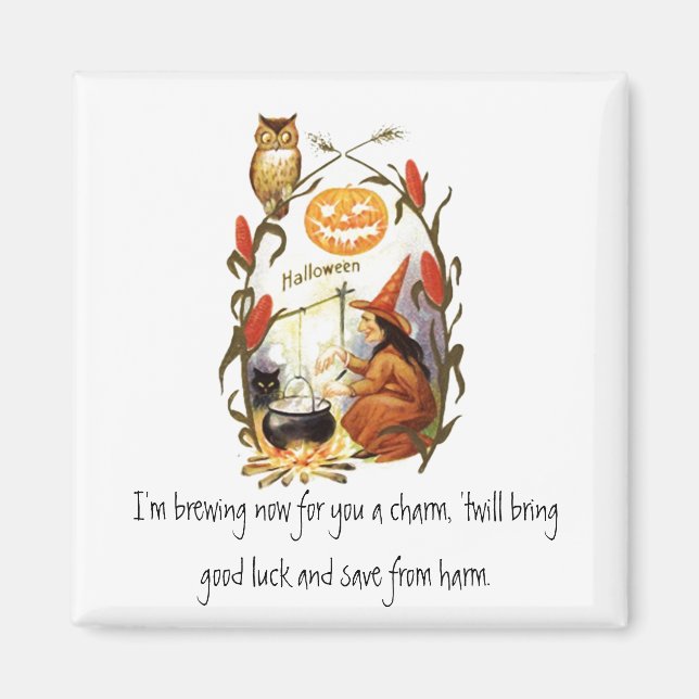 Witches Brew Vintage Halloween Magnet (Framsidan)
