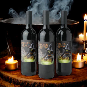 Witches Brew Wicked Witch Halloween fest Vinflaska Etikett