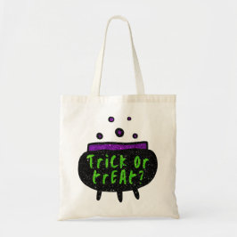 Witches Cauldron Halloween Bus eller godis Glitter Tygkasse