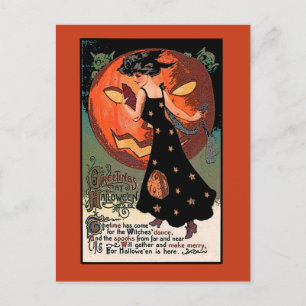 Witches Dance Halloween Greeting Card Vykort