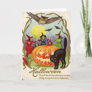 Witches Dancing Around Jack O'Lantern Kort