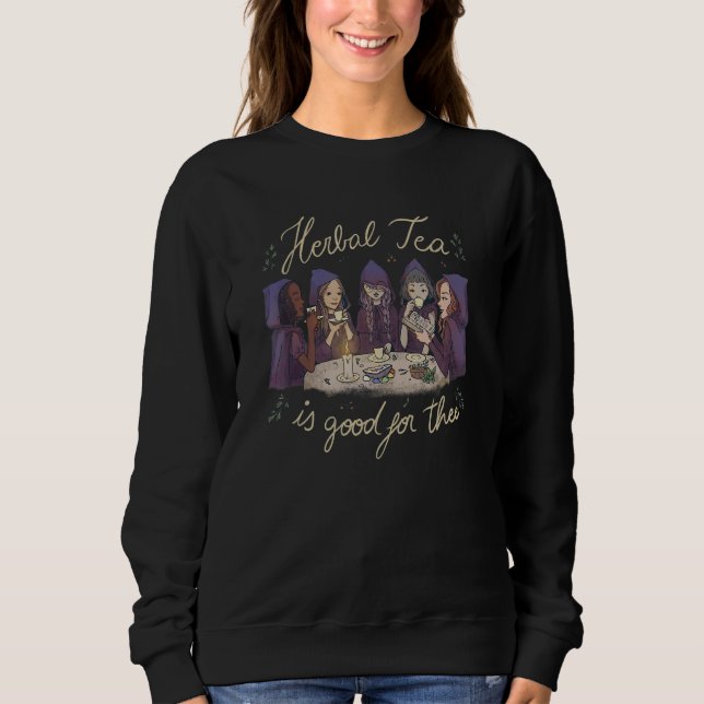 Witches Drinking Tea. Wiccan Magical Herbal Tea Pa T Shirt (Framsida)