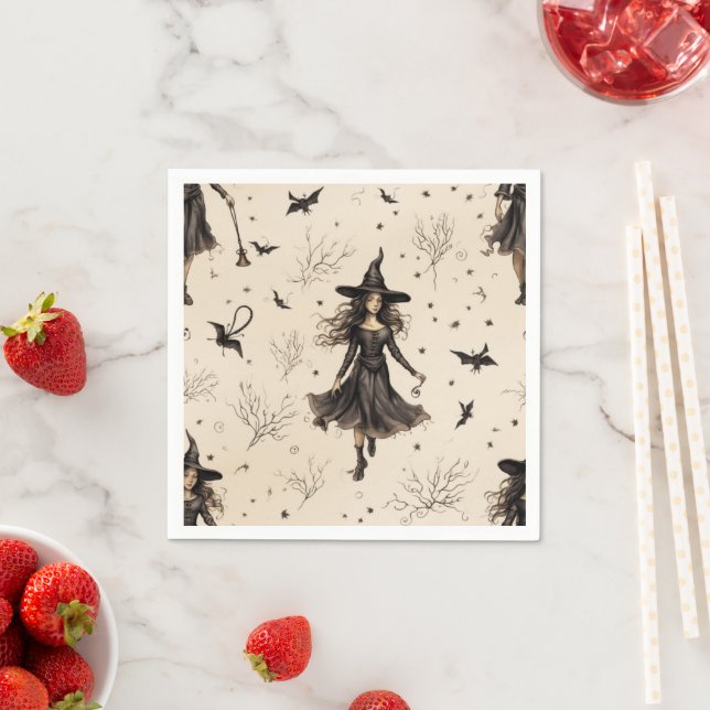 Witches Fladdermus Thmet Halloween Pappersservett (Insitu)