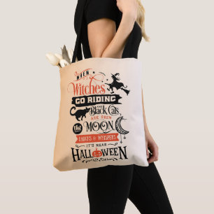 Witches Go Riding Orange Ombre Gradient Halloween Tygkasse