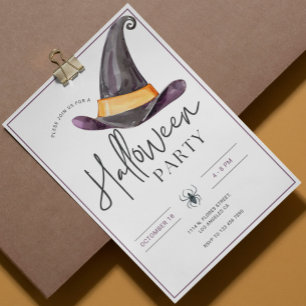 Witches Hat Minimalistic Halloween fest-inbjudan Inbjudningar