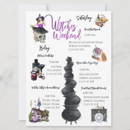 Witches Helg Bachelorette Party Itinerary Card