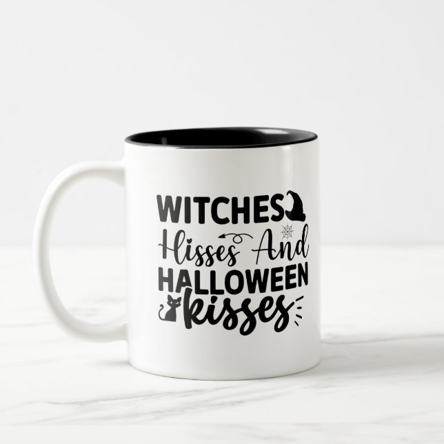 Witches Hisses och Halloween Kisses Två-Tonad Mugg (Vänster)