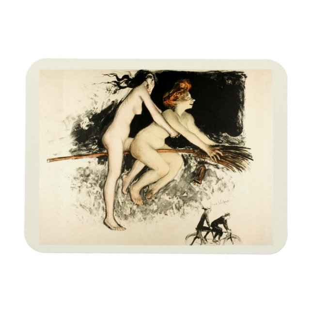 Witches, Jean Veber, Halloween, Male and Female Po Magnet (Horisontell)