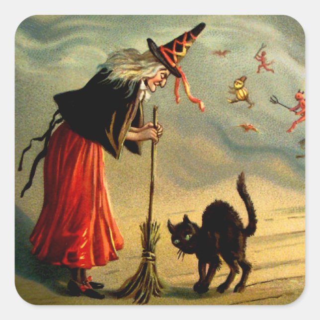 Witches Magic Fyrkantigt Klistermärke (Framsida)