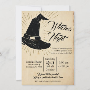 Witches Nattflickor Nattutåt Halloween fest Inbjudningar