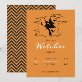 Witches Nattflygning Witch Halloween Inbjudningar