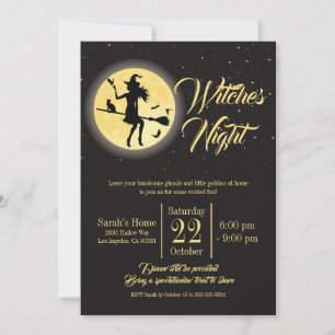Witches Night Girls Natt Halloween fest Inbjudningar