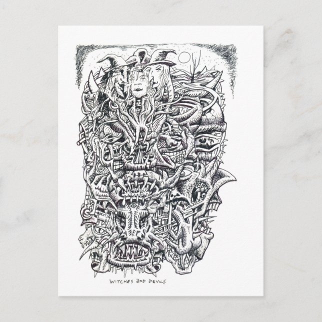 Witches och Djävulen, av Brian Benson Vykort (Framsida)