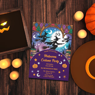 Witches on a Uppdrag Halloween Costume Party Inbjudningar