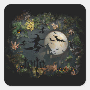 Witches Party Natt Fyrkantigt Klistermärke