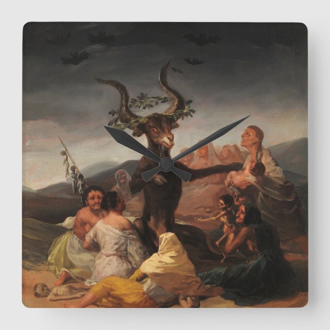 Witches Sabbath av Francisco de Goya Fyrkantig Klocka (Framsida)