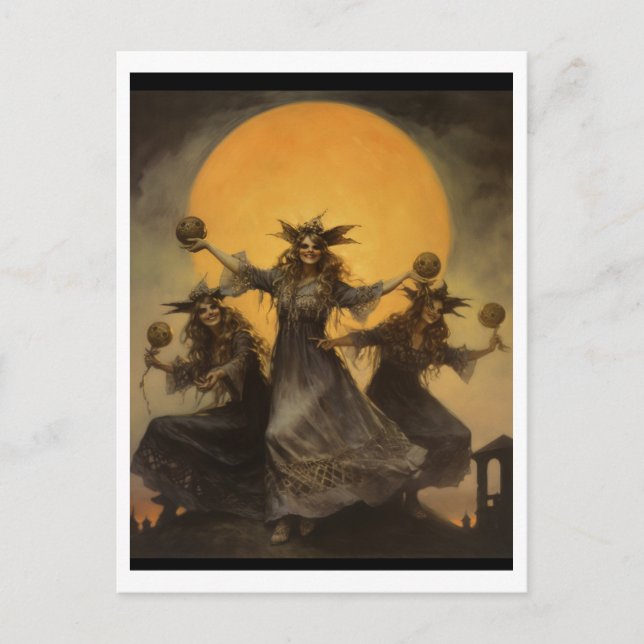 Witches Sabbath, Halloween Inbjudan Vykort (Framsida)