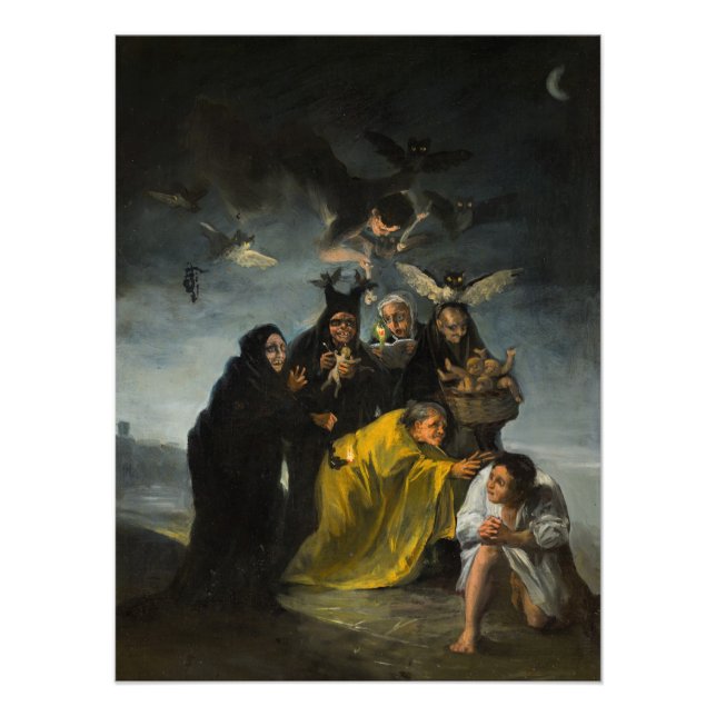 Witches' Sabbath, Las Brujas av Francisco Goya Fototryck (Framsidan)