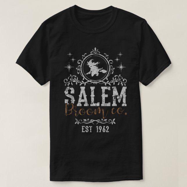 Witches Salem Broom Company Grunge Halloween Women T Shirt (Design framsida)
