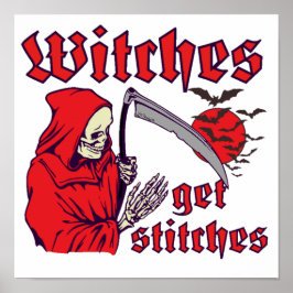 WITCHES SE STITCHES Lekläcker halloween Poster