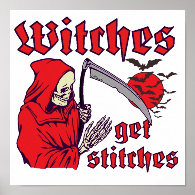 WITCHES SE STITCHES Lekläcker halloween Poster (Framsidan)