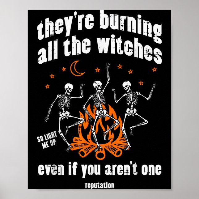 Witches Skeletons Dancing Funny Halloween Costume  Poster (Framsidan)