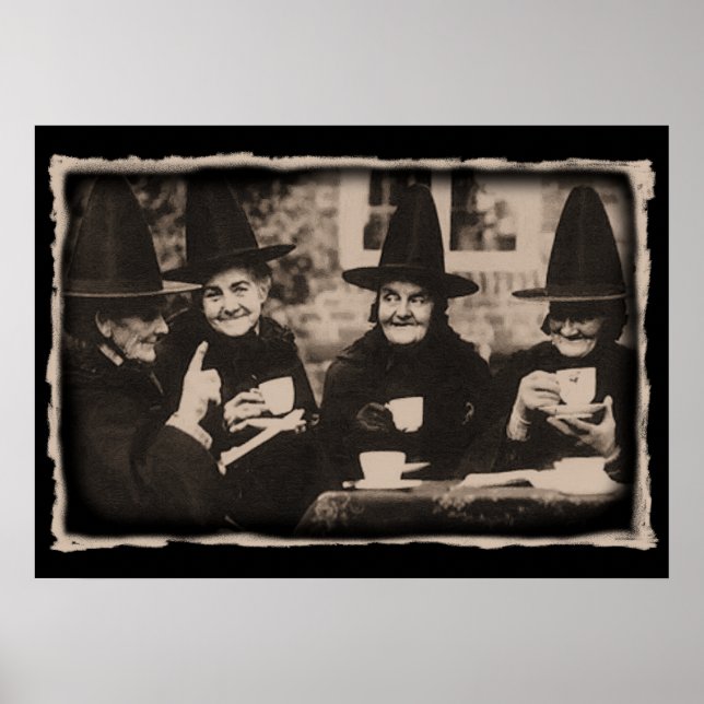 Witches Tea Party - gammal svart/vit Poster (Framsidan)