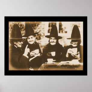 Witches Tea Party - sepia Poster