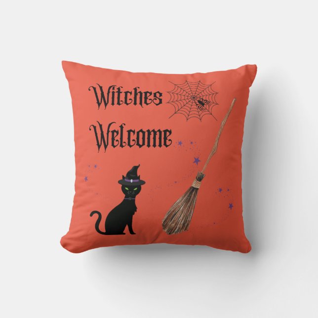 Witches Välkommen Halloween Dekorativ kudde (Framsida)