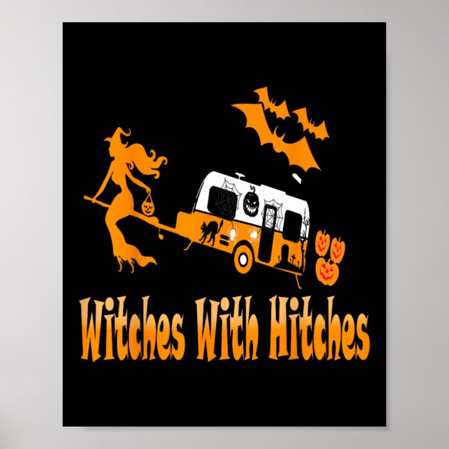 Witches with Hitches Camping Roligt Halloween Poster (Framsidan)