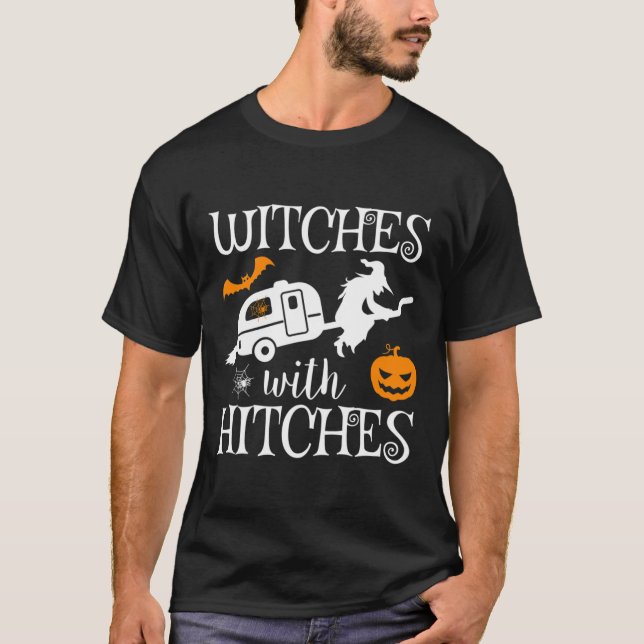 Witches with Hitches Camping RV Halloween Costume T Shirt (Framsida)