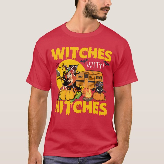 Witches With Hitches Funny Camping Halloween gift T Shirt (Framsida)