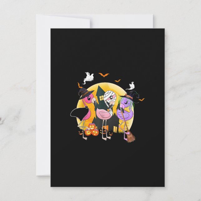 Witches With Hitches Halloween 2020 Rosa Flamingo Inbjudningar (Framsida)