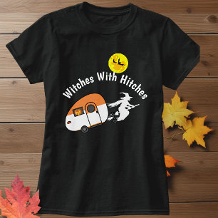 Witches with Hitches Halloween Silhouette Camper T Shirt