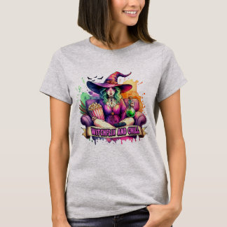 "Witchflix and Chill – Fun Witch Design for Hallow T Shirt