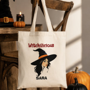 Witchilicious Halloween Bus eller Behandla Totebag Tygkasse