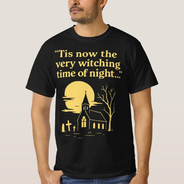 Witching Hour Halloween Spooky Gothic Church T Shirt (Framsida)