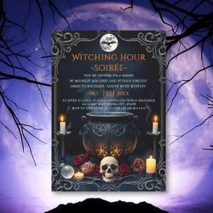 Witching Hour Soirée cauldron vuxen Halloween Inbjudningar
