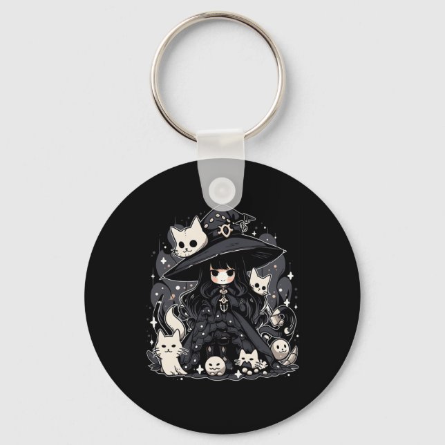 Witching Hour Trendig Halloween-grafikdesign Nyckelring (Framsida)