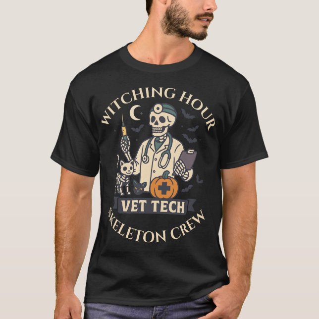 Witching Hour Vet Tech Skeleton Crew Halloween T-S T Shirt (Framsida)