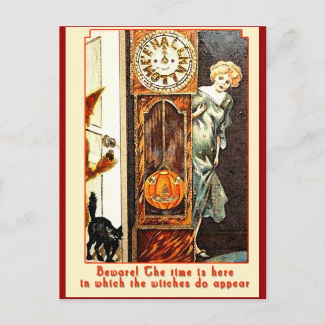 Witching Hour Vintage Halloween Art Vykort (Framsida)