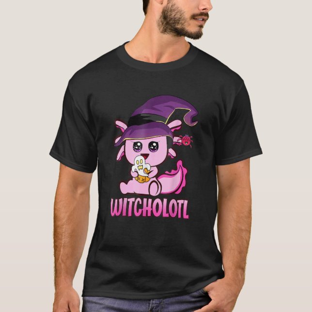 Witcholotl Cute Axolotl Witch Halloween  Spooky Se T Shirt (Framsida)